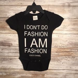 Coco Chanel quote- Newborn Black with White onesie